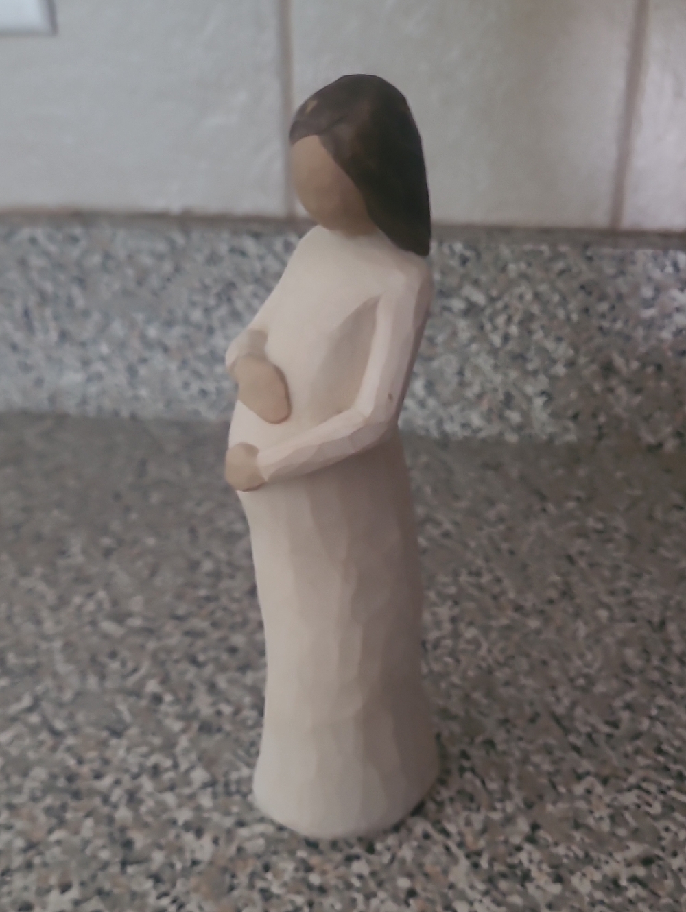 Willow Tree Cherish Figurine in Beige and Brown with Pink Accents